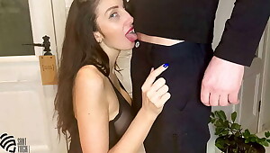 Hard fucked in the mouth of a beautiful MILF