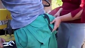 Granny takes young dick outdoor